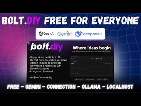Bolt.DIY - Free Open Source AI Coder (Full Setup &amp; Tutorial) | Access Bolt.new For Free [Hindi]
